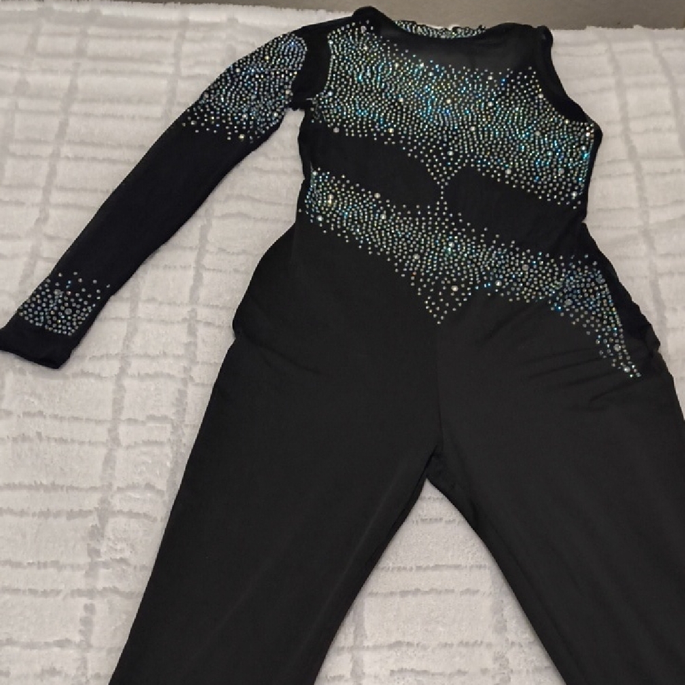 Black Jumpsuit with Blue Rhinestones